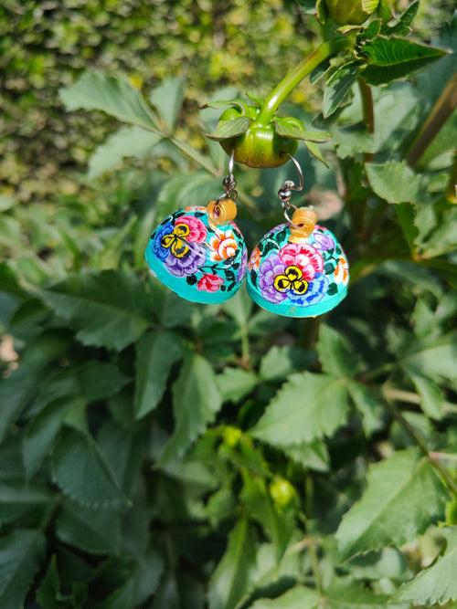 Papier Mache - Turquoise Earrings