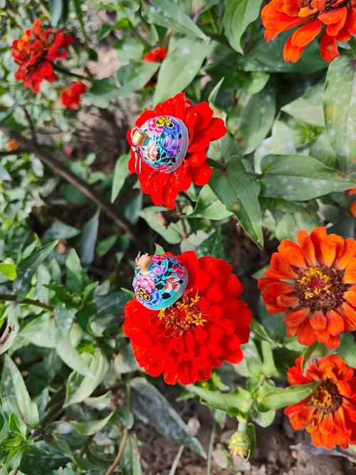 Papier Mache - Turquoise Earrings