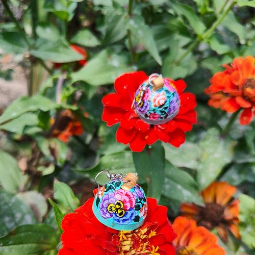 Papier Mache - Turquoise Earrings