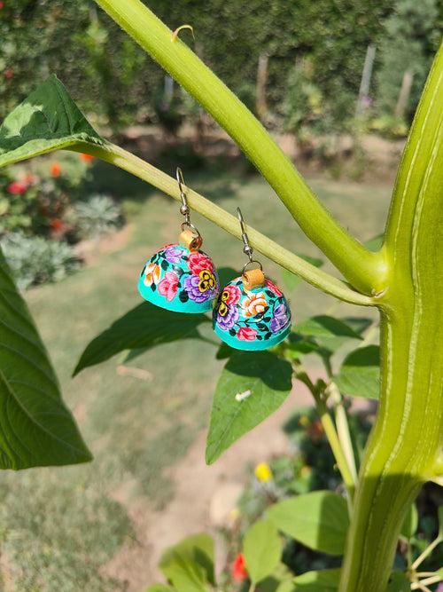 Papier Mache - Turquoise Earrings