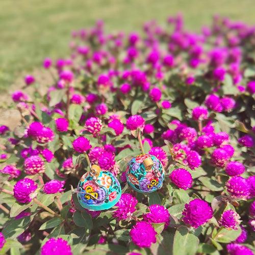 Papier Mache - Turquoise Earrings