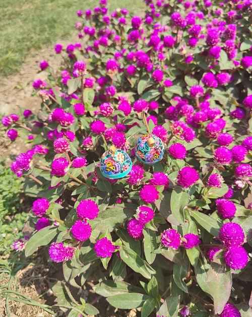 Papier Mache - Turquoise Earrings