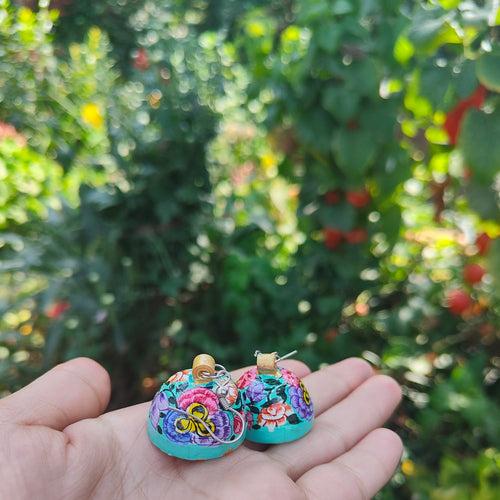 Papier Mache - Turquoise Earrings