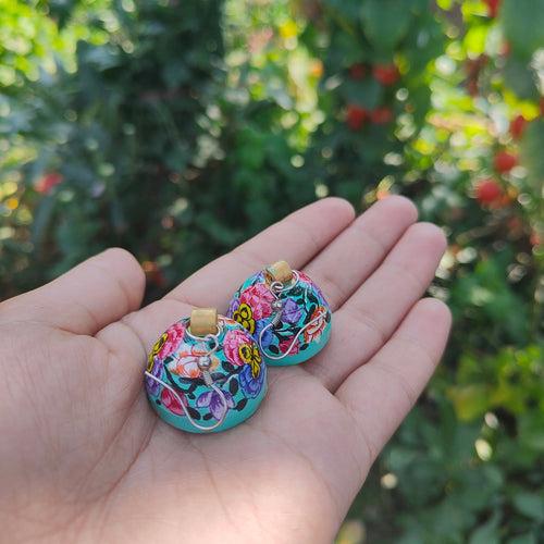 Papier Mache - Turquoise Earrings