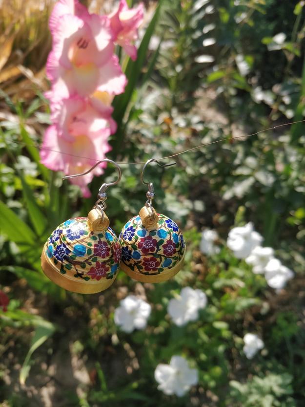 Papier Mache Golden Earing