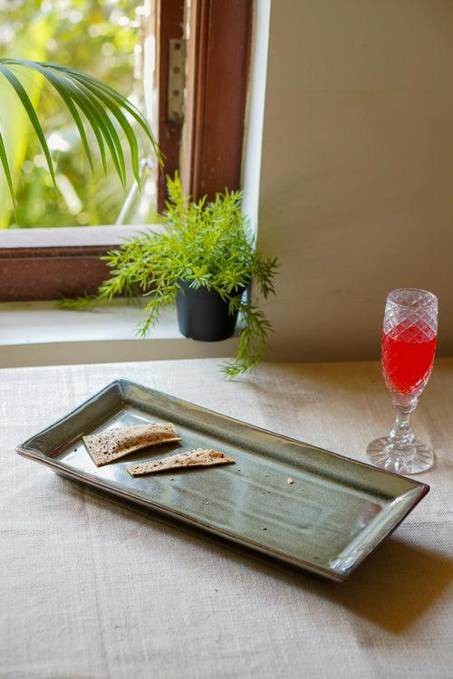 Rectangular ceramic serving platter