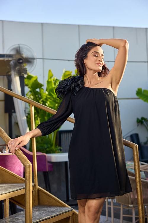 Luxury Black Vacay Oversize Floral Loose Dress