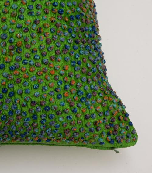 Green French Knot Silk Cushion Cover