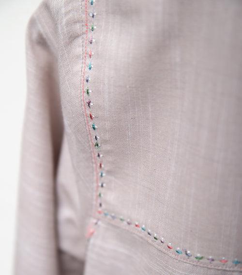 Beige Cotton Embroidered Kurta