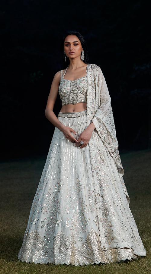 Grey Embroidered Lehenga Set