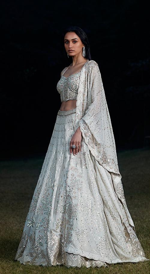 Grey Embroidered Lehenga Set