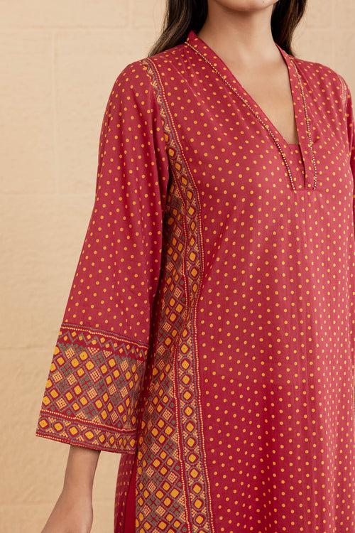 Sindoori Kolam Kurta