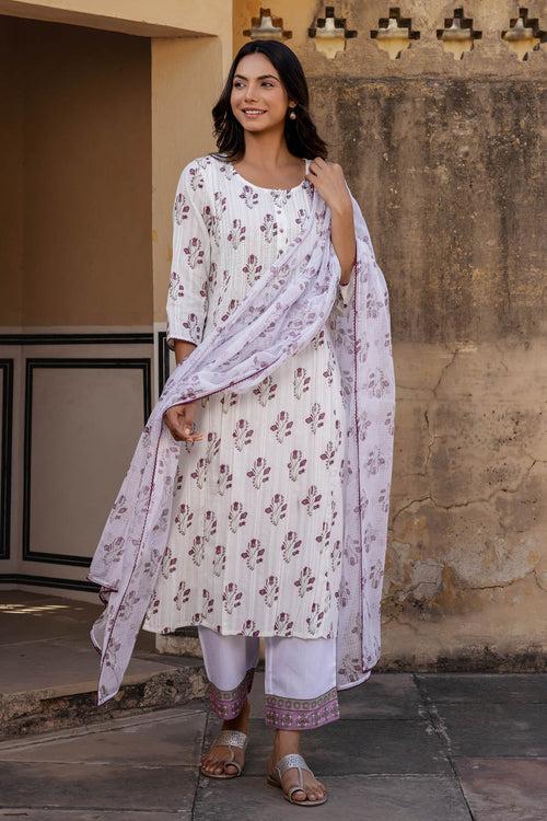 Dusty Rose Lilies Tucked Kurta