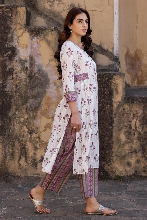 Dusty Rose Lilies Kurta