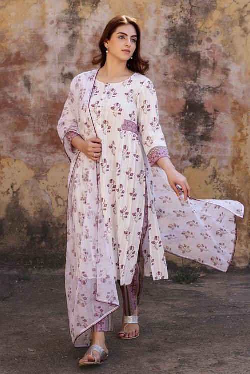 Dusty Rose Lilies Kurta