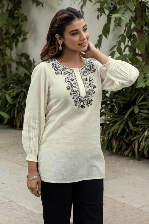 Short Embroidered Top