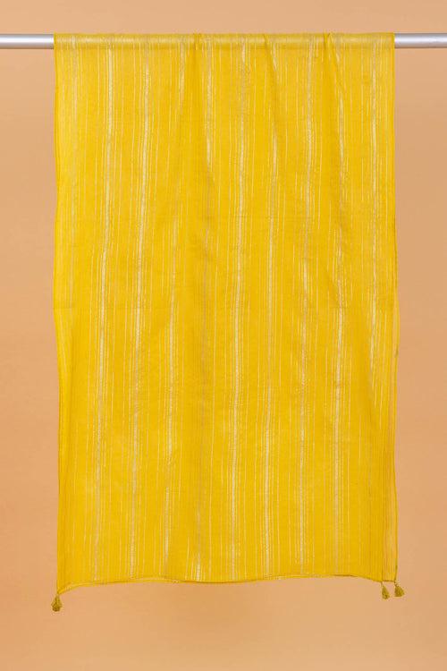 Yellow Cotton Chanderi Dupatta