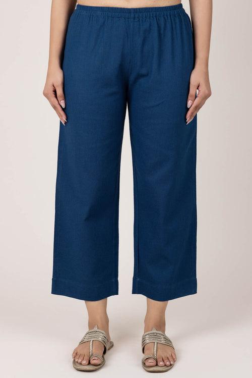 Neela Blue Khadi Trousers