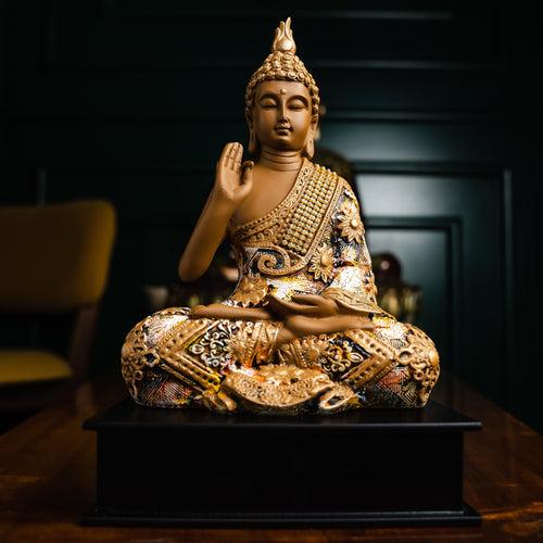 Blessing Buddha With Wooden Base