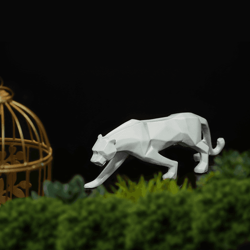 Modern Art Geometric Panther Statue