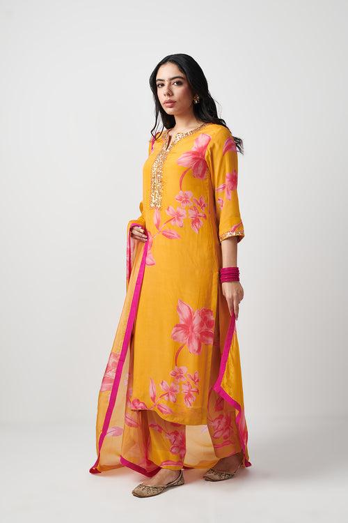 Jashn Yellow Printed Kurta Set of 3