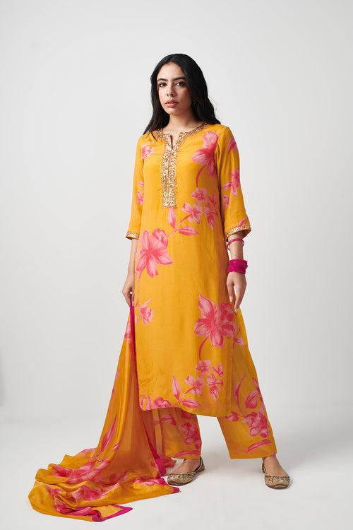 Jashn Yellow Printed Kurta Set of 3