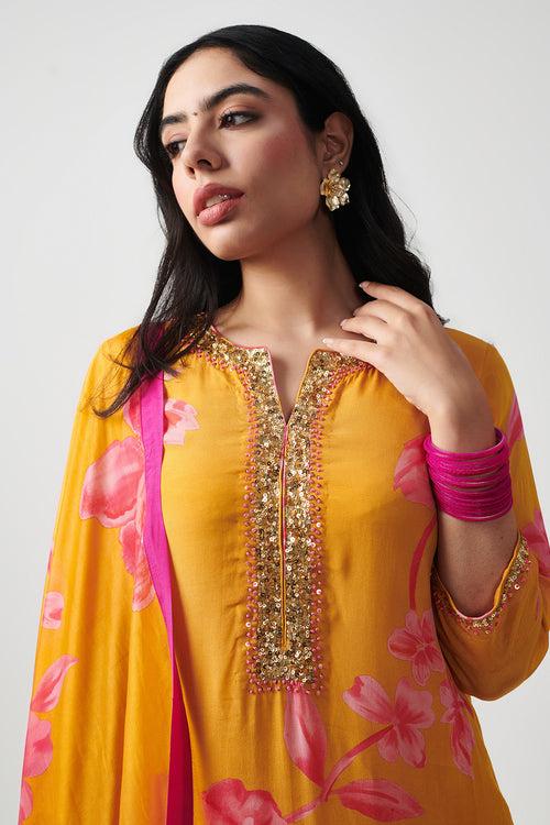 Jashn Yellow Printed Kurta Set of 3