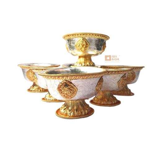 White Metal  Ting (Offering bowl) (Set of 7)