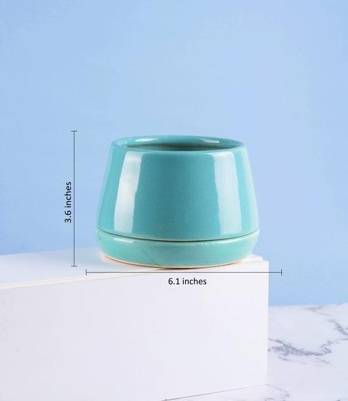 Ciel Ceramic Pot in Teal Color (Size : 6 Inch)