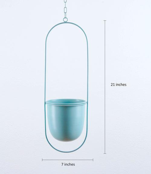 Set of 2 Millennial Metal Hanging Planters with Oval Design