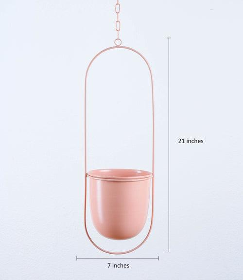 Set of 2 Millennial Metal Hanging Planters with Oval Design