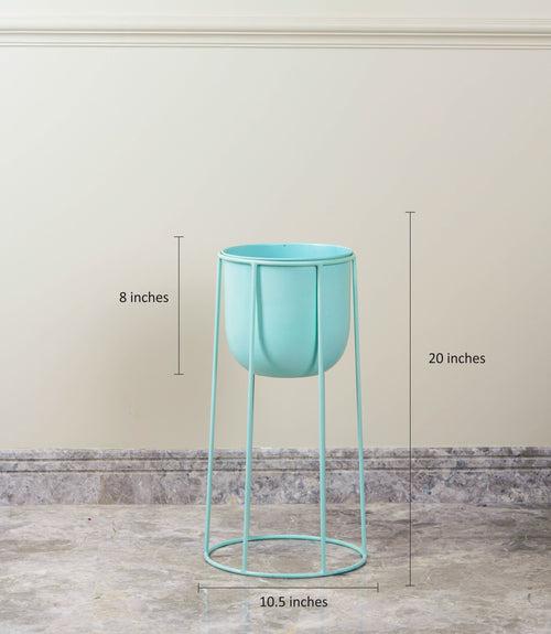 Millennial Metal Floor Planter with Stand in Pastel Colors (Size: Large; 24 Inch)