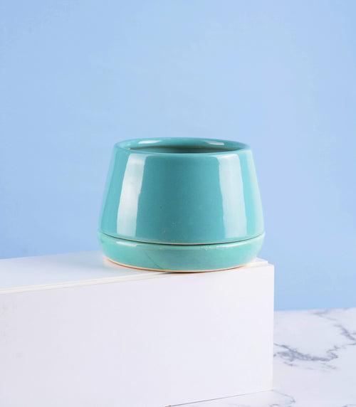 Ciel Ceramic Pots Combo in Teal and Peach Color