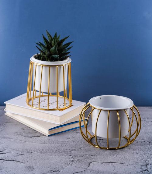 Round & Conical Metallic Gold Ottoman Metal Stands