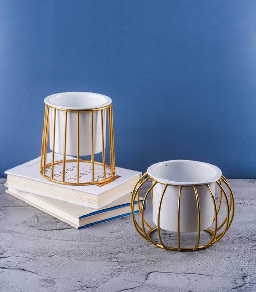 Round & Conical Metallic Gold Ottoman Metal Stands