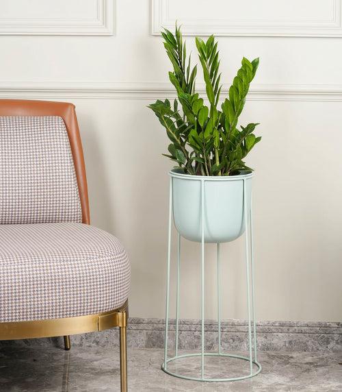 Millennial Metal Floor Planter with Stand in Pastel Colors (Size: Large; 24 Inch)