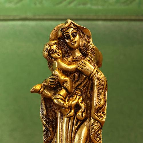 Brass Mother Mary With Baby Jesus Brass Statue (7.5 Inch)