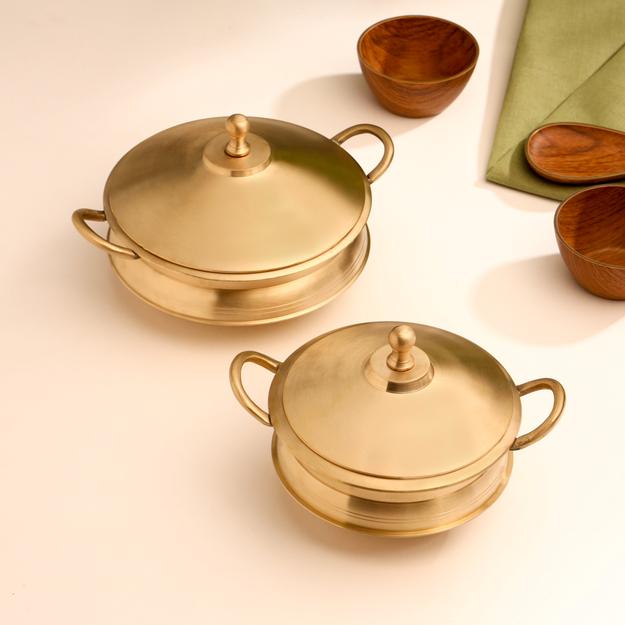 Brass Serving Pot With Lid And Handle