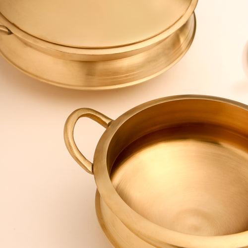 Brass Serving Pot With Lid And Handle