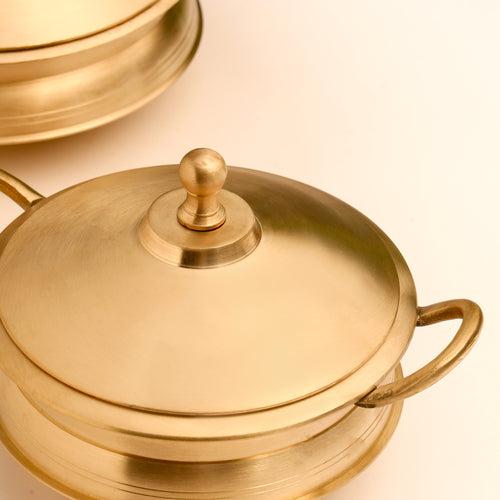 Brass Serving Pot With Lid And Handle