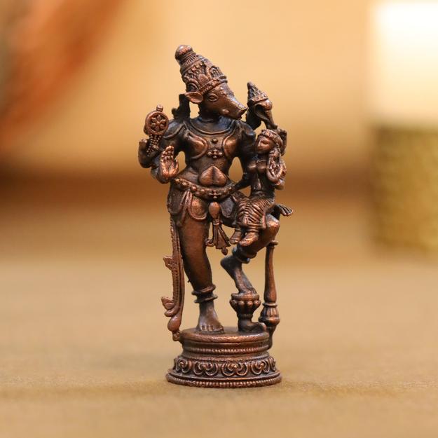 Copper Standing Varaha Lakshmi Idol (3 Inch)