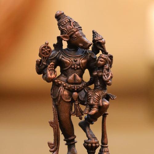 Copper Standing Varaha Lakshmi Idol (3 Inch)