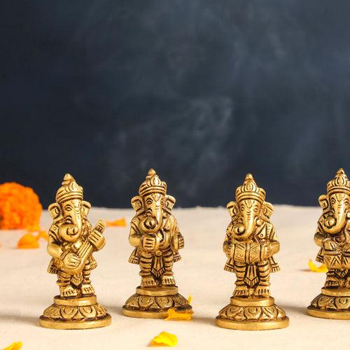 Brass Musical Ganesha Set (3.2 Inch)