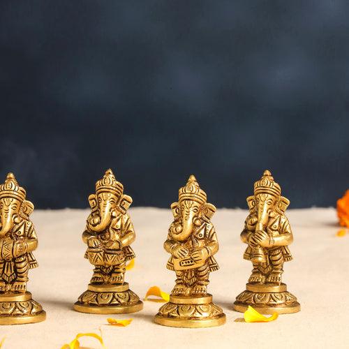 Brass Musical Ganesha Set (3.2 Inch)