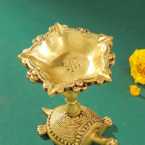 Brass Tortoise Oil Diya (4.2 Inch)