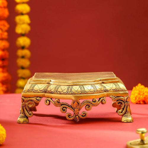 Brass Pooja Chowki (3.5 Inch)