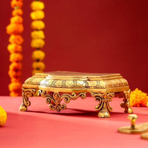 Brass Pooja Chowki (3.5 Inch)