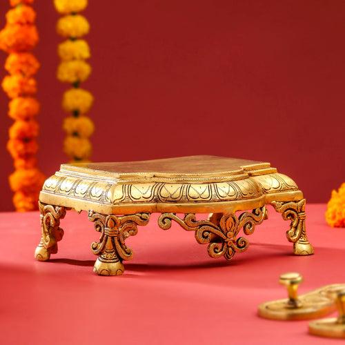 Brass Pooja Chowki (3.5 Inch)