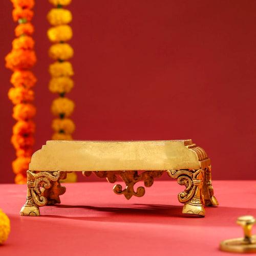 Brass Pooja Chowki (3.5 Inch)