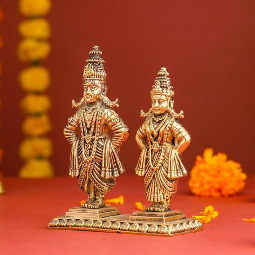 Brass Superfine Vitthal Rukmini Statue (5.5 Inch)